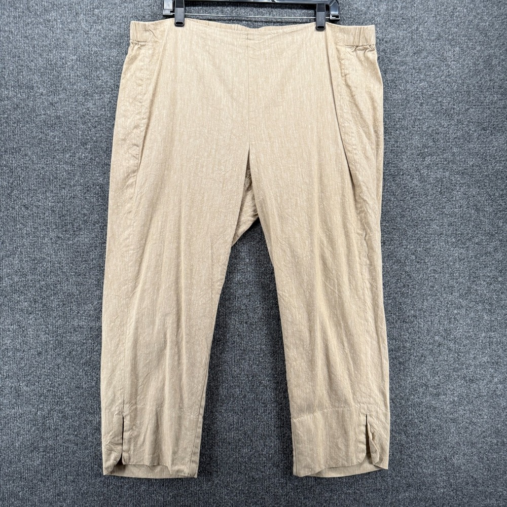 J Jill Linen Pants Womens XL Tan Pull On Straight Ladies Casual Resort Coastal